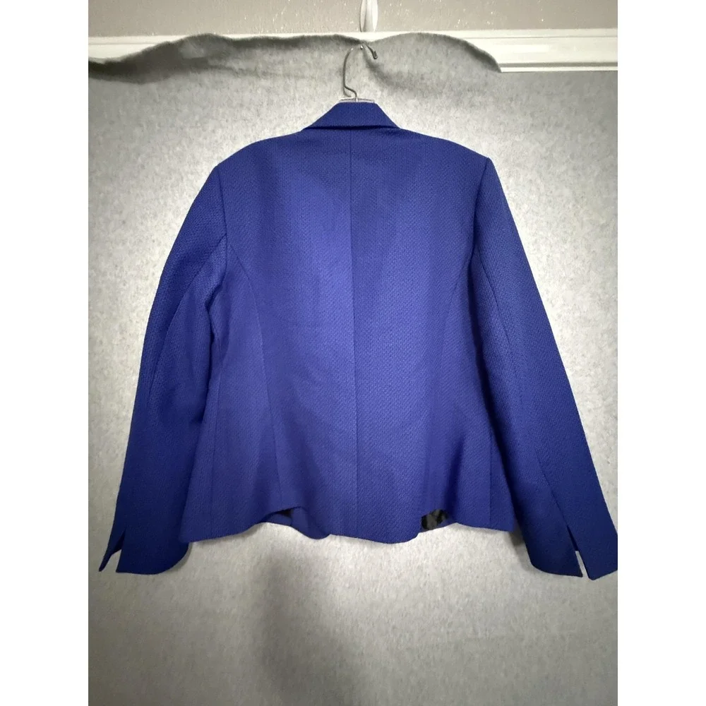 Le Suit Blazer Jacket Womens 12 Blue‎ Quebec Textured 3 Button Lined Career Work